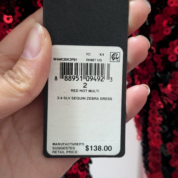 Size 2 GUESS Red & Black Sequin Dress - Picture 5 of 6
